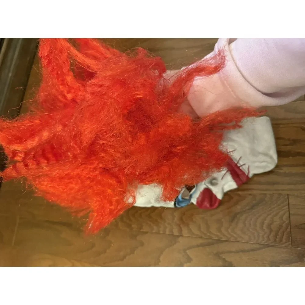 Halloween Clown‎ Mask Latex Creepy Scary + Attached Red Wig Adult One Size NEW!